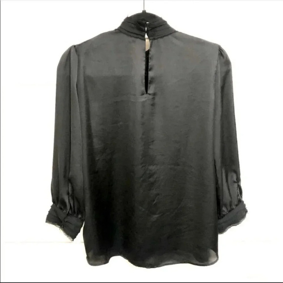 Zara Raw Edge High Neck Black Satin Blouse Size Small - Picture 7 of 7